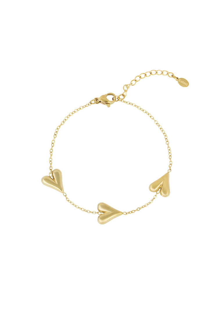 Gold Simple Triple Heart Bracelet