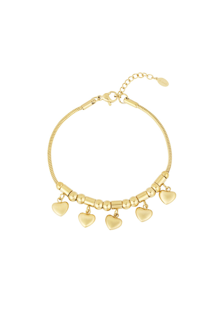 Gold Five Loving Hearts Bracelet