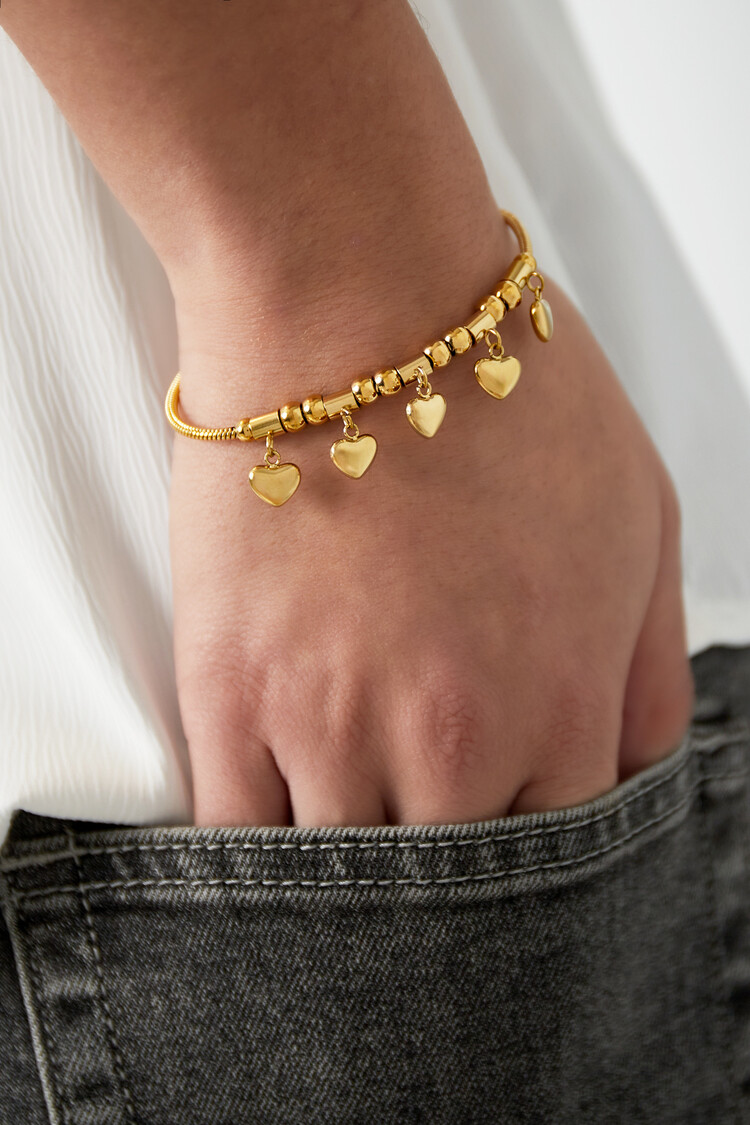 Gold Five Loving Hearts Bracelet