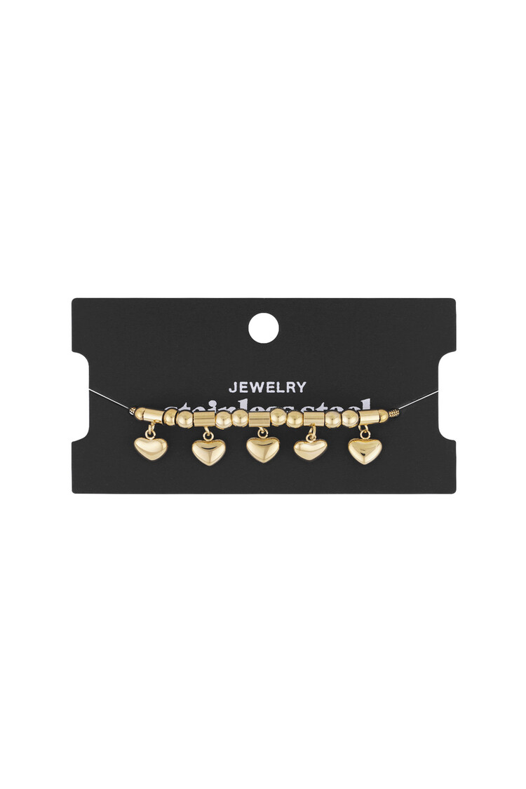 Gold Five Loving Hearts Bracelet