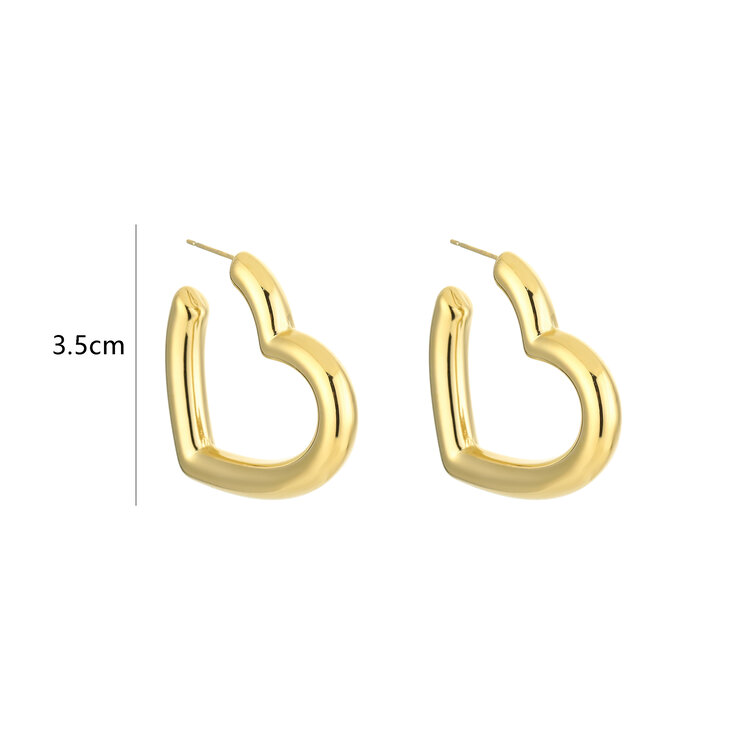 Gold Small Bold Heart Hoop Earrings