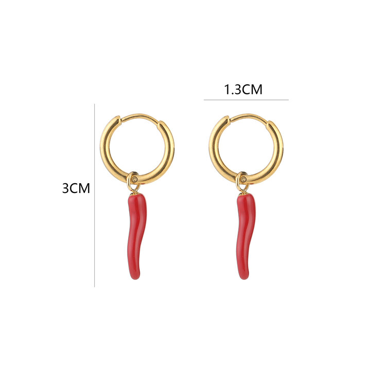 Gold Red Pepper Love Earrings