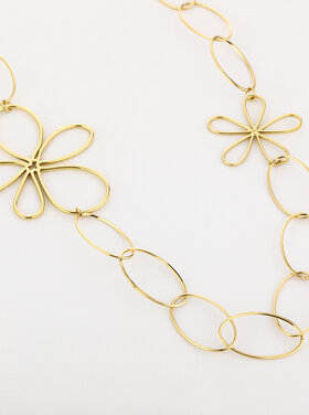 Gold Flower Open Rings Statement Necklace