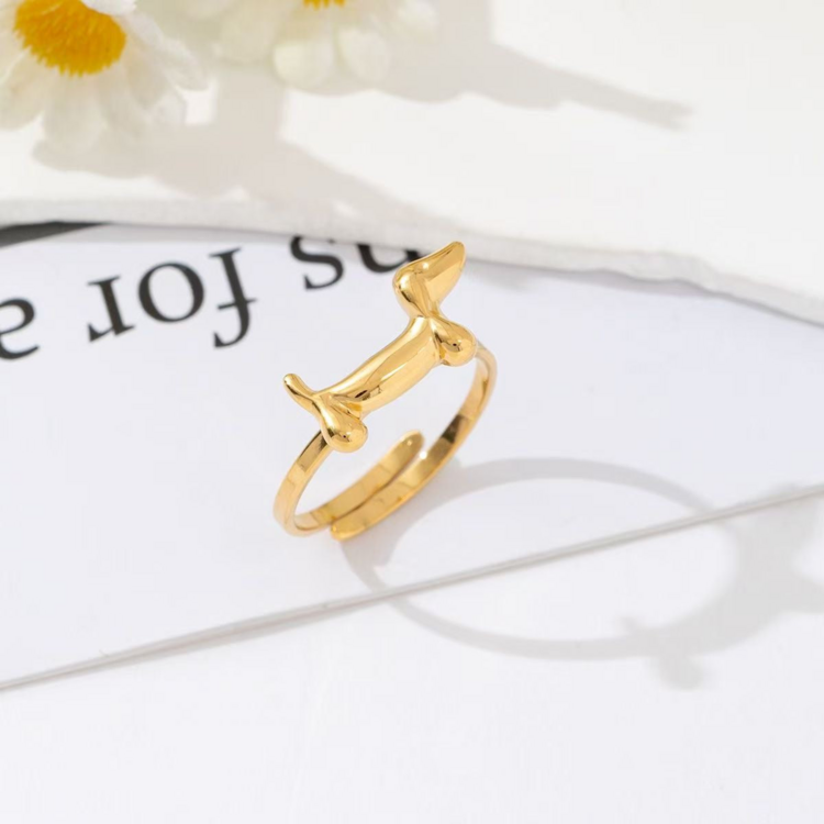 Gold Cute Teckel Ring