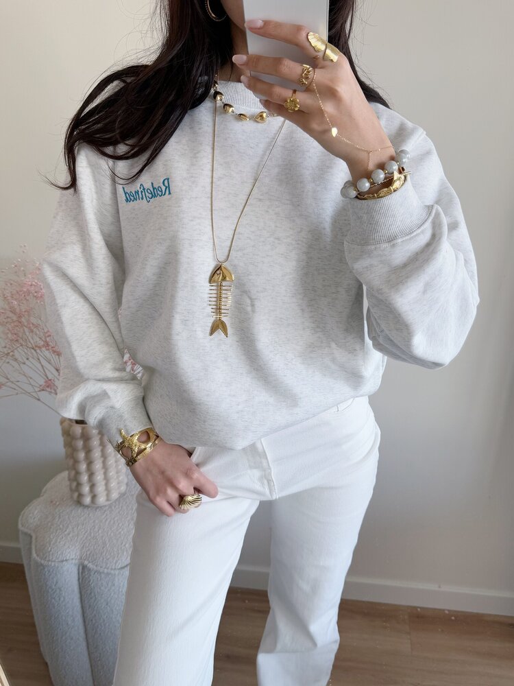 Silver Wavey Fish Long Necklace