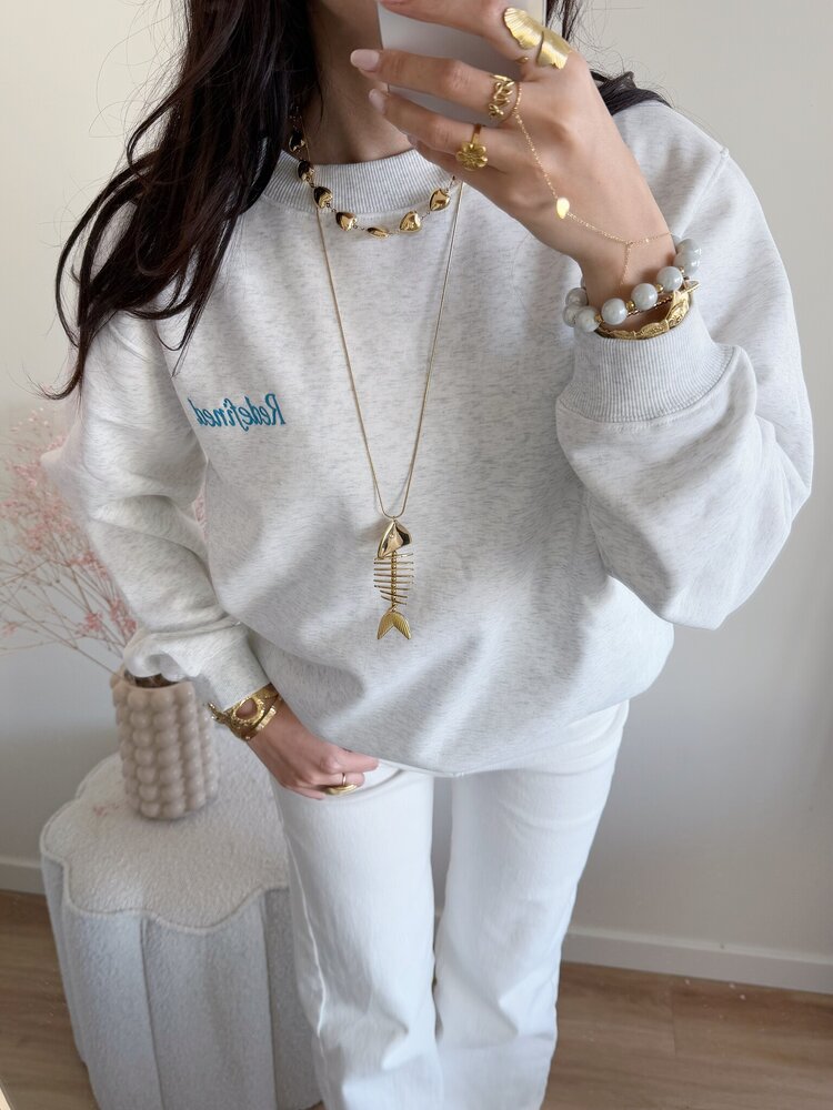 Silver Wavey Fish Long Necklace