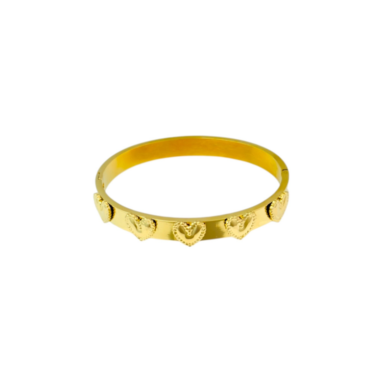 Gold Heart Party Bangle Bracelet