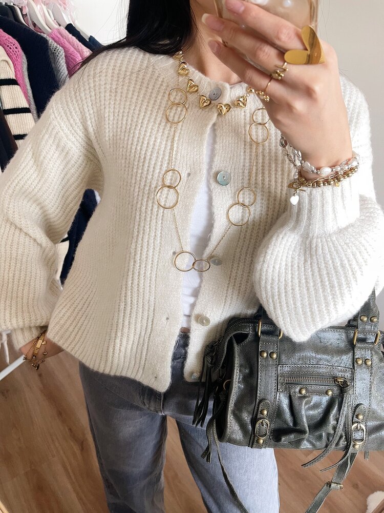 Silver Double Circle Long Necklace