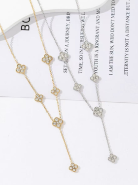 Strass Clover Y Necklace