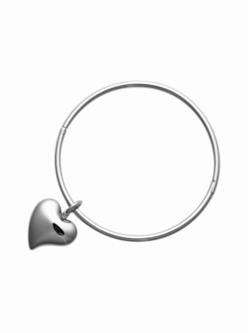 Silver Heart Charm Bangle Bracelet