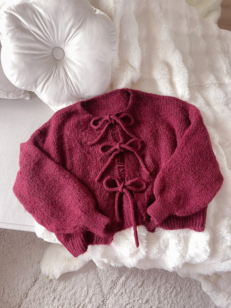 Nimi Bow Knit Sweater / Bordeaux Red