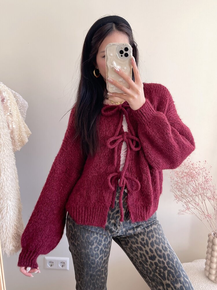 Nimi Bow Knit Sweater / Bordeaux Red