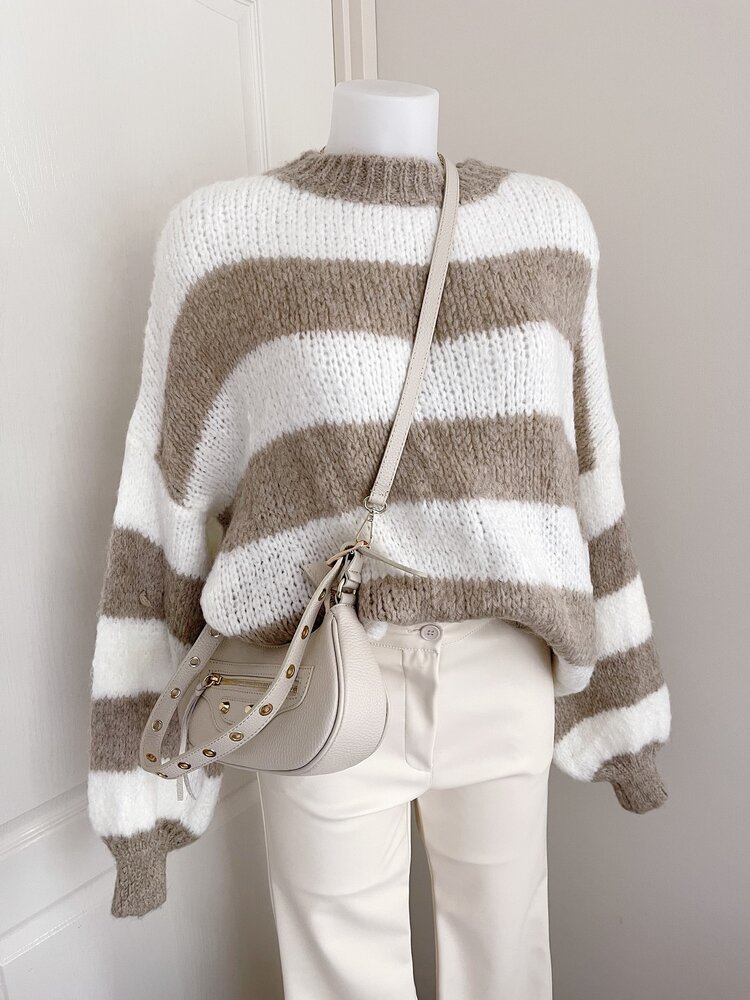 Juna Oversized Striped Sweater / Brown
