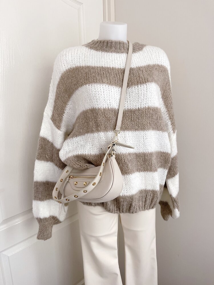 Juna Oversized Striped Sweater / Brown