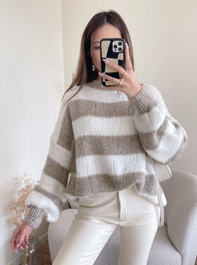 Juna Oversized Striped Sweater / Brown