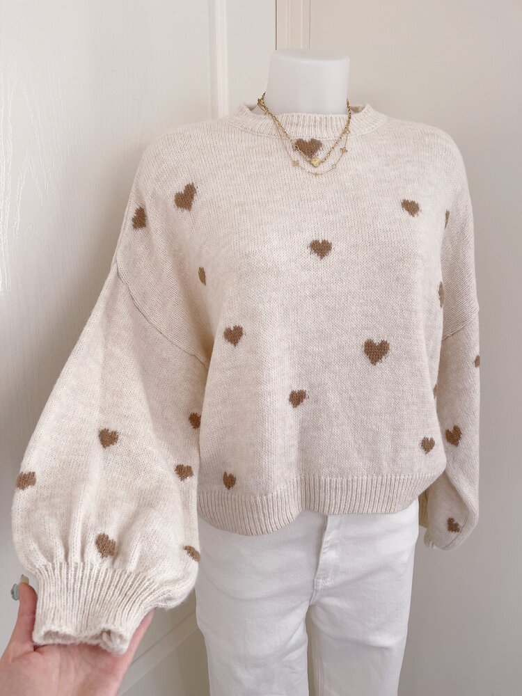 Solina Heart Knit Sweater / Brown