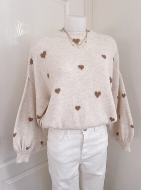 Solina Heart Knit Sweater / Brown