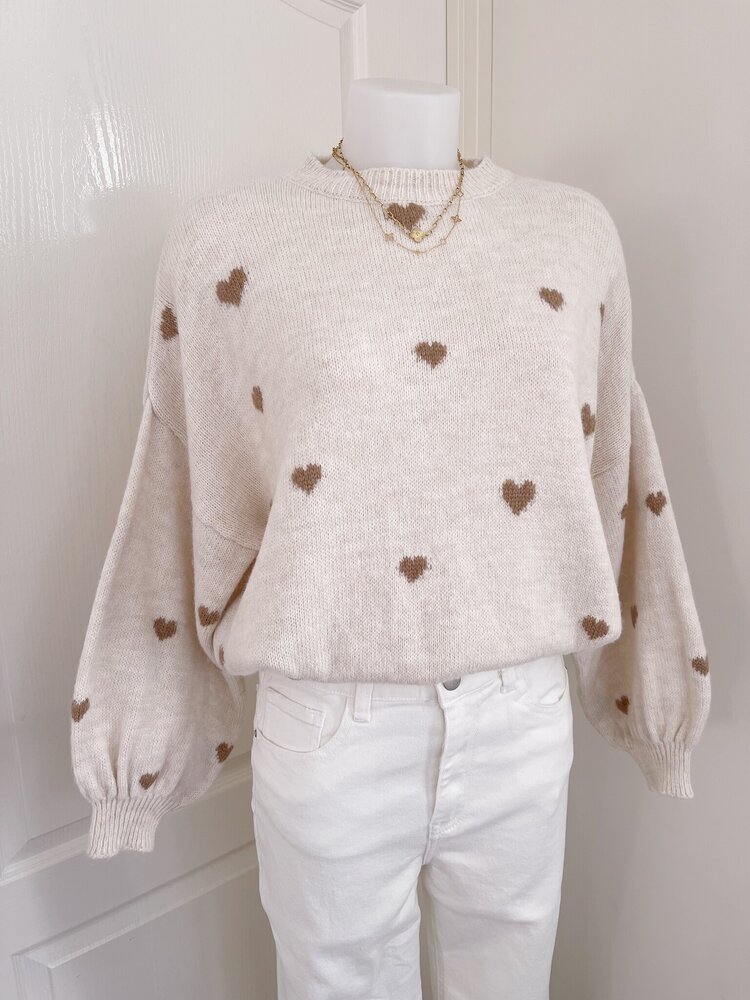 Solina Heart Knit Sweater / Brown