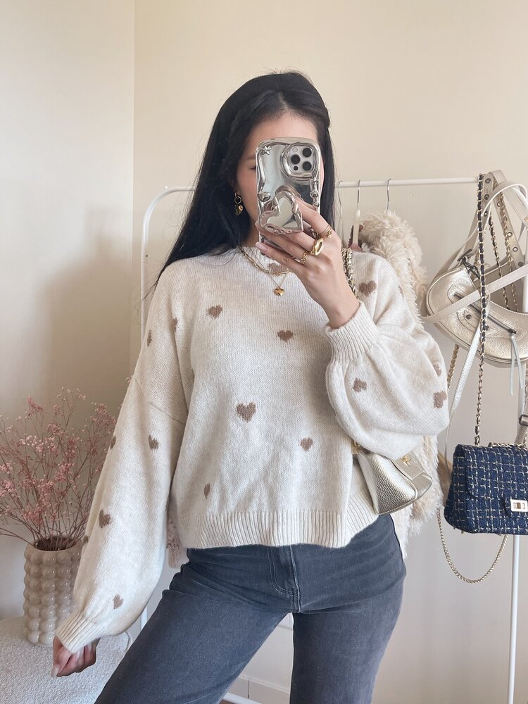 Solina Heart Knit Sweater / Brown