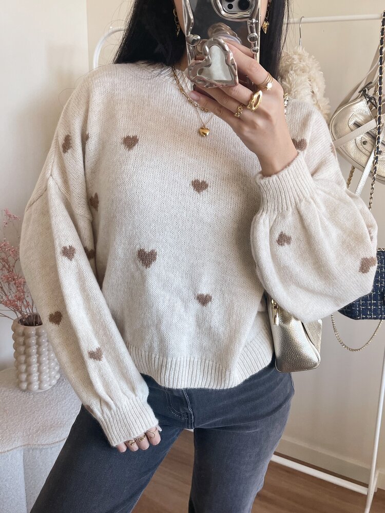 Solina Heart Knit Sweater / Brown