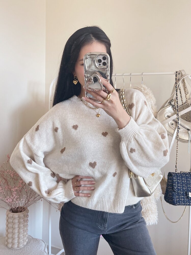 Solina Heart Knit Sweater / Brown