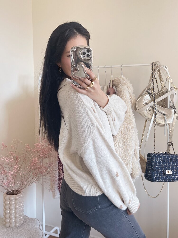 Solina Heart Knit Sweater / Brown