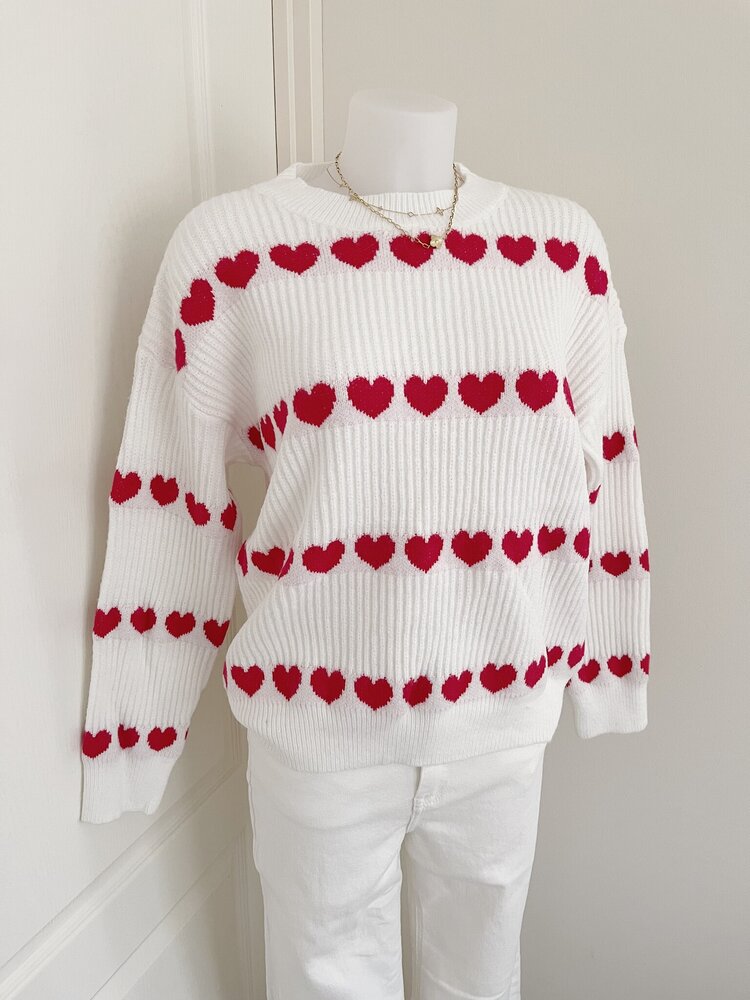 Dani Heart Knit Sweater / Red