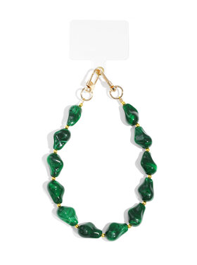 Gold Abstract Stone Dots Phone Cord / Dark Green