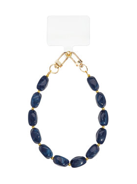 Gold Round Stone Dots Phone Cord / Dark Blue