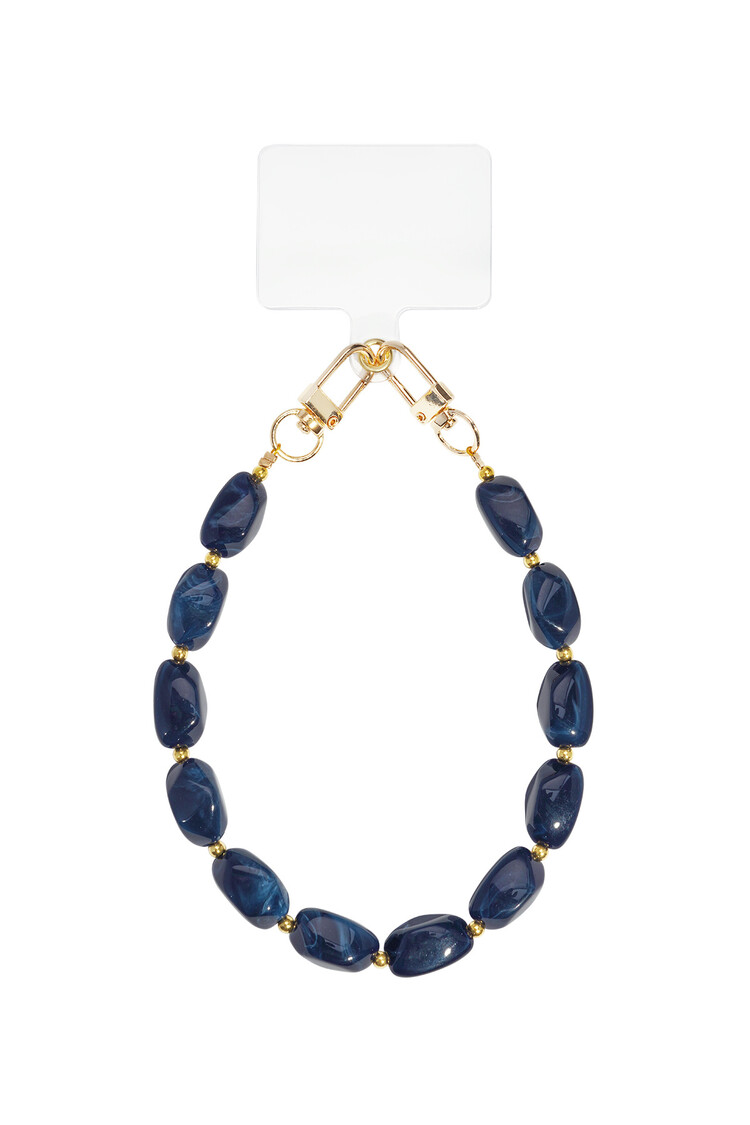 Gold Round Stone Dots Phone Cord / Dark Blue