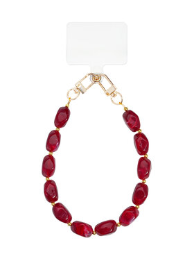 Gold Round Stone Dots Phone Cord / Dark Red
