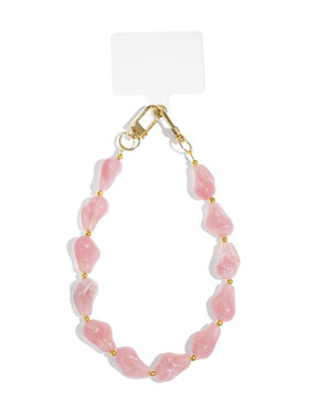 Gold Abstract Stone Dots Phone Cord / Light Pink
