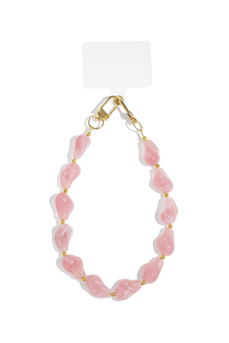 Gold Abstract Stone Dots Phone Cord / Light Pink