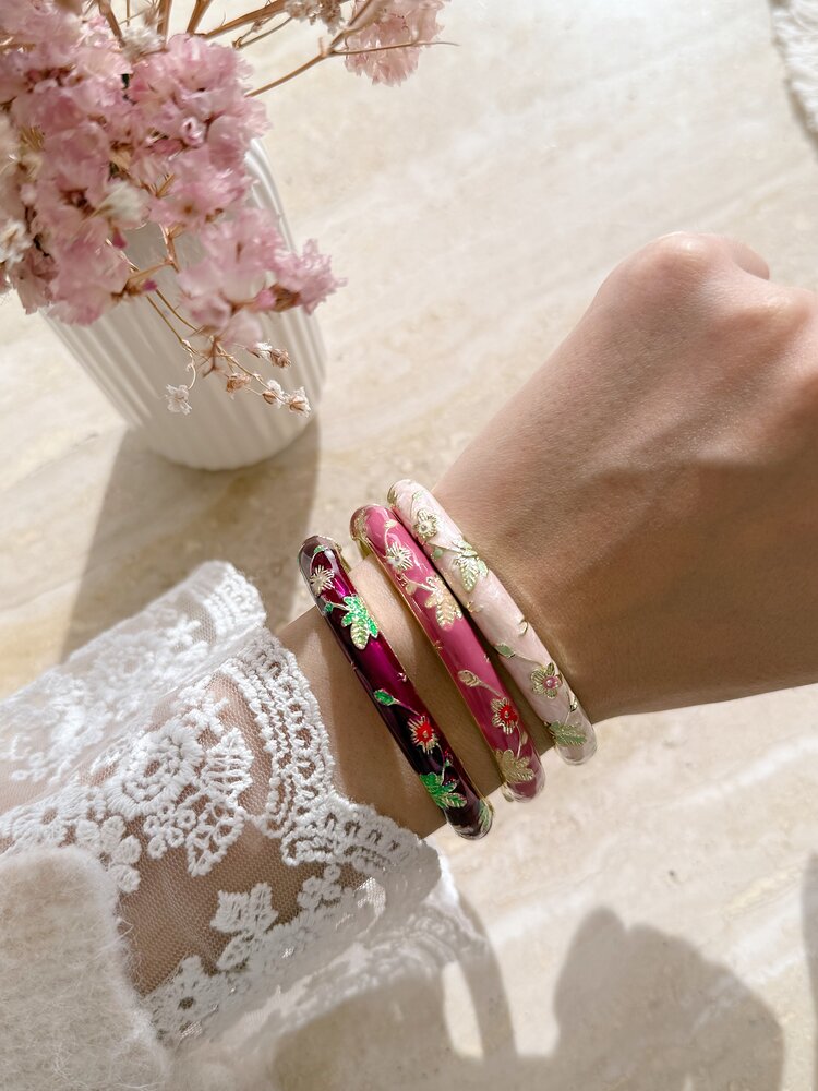 Gold Vintage Floral Bangle Bracelet (COPPER / SMALL)