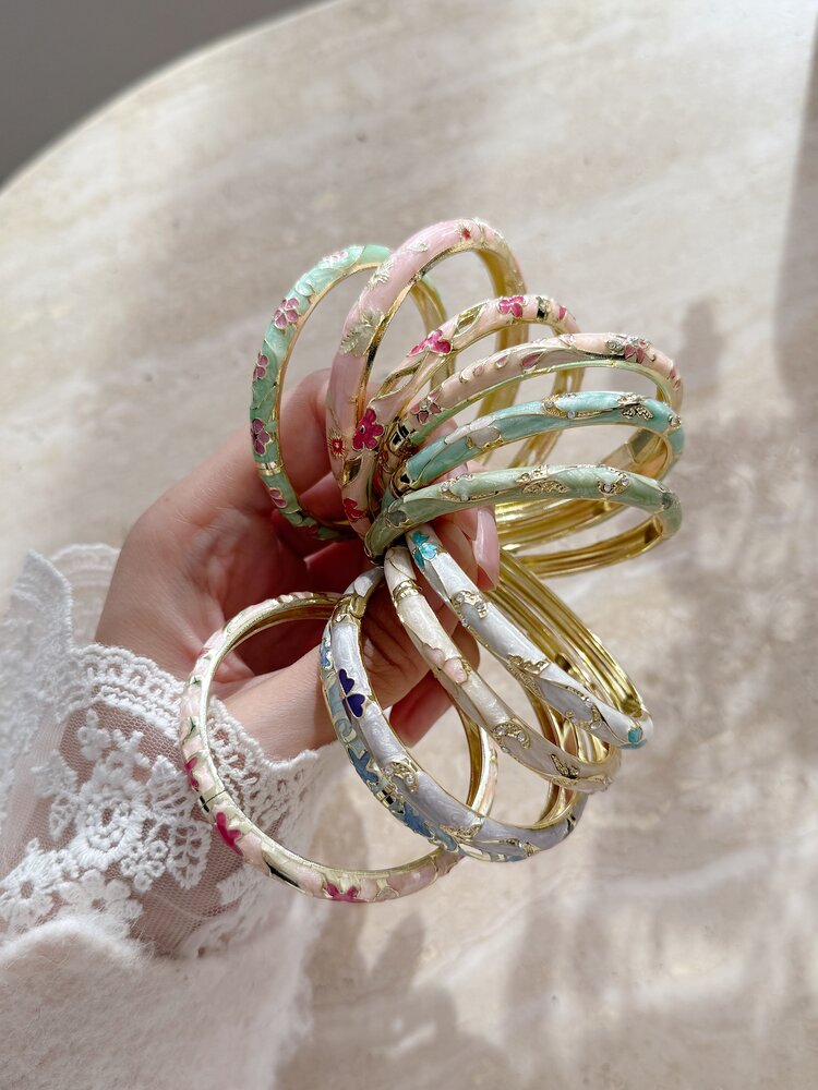 Gold Vintage Floral Bangle Bracelet (COPPER / SMALL)