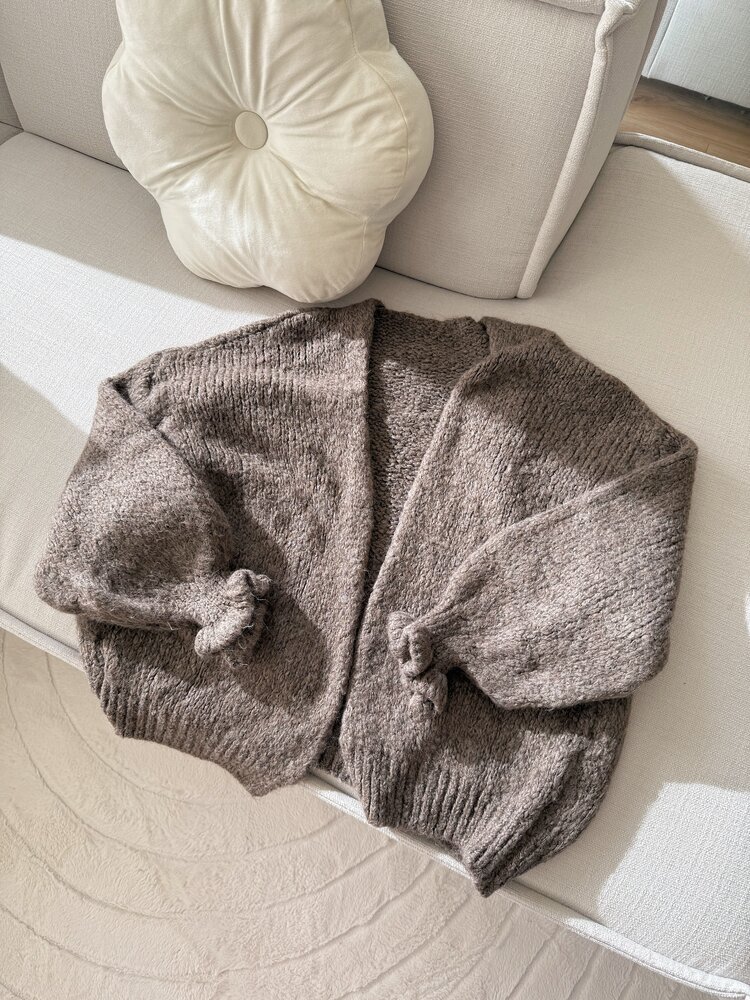 Celia Ruffle Knit Cardigan / Light Brown