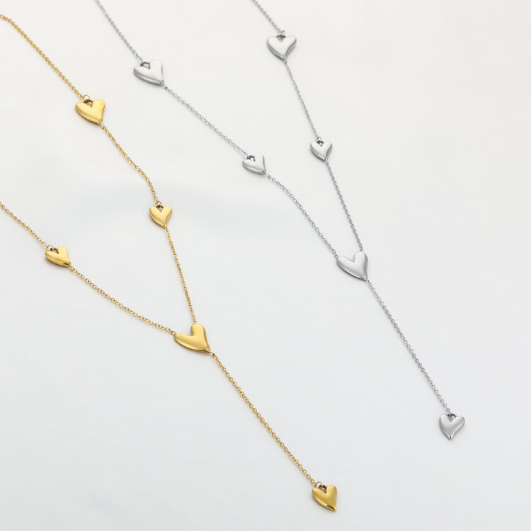 Gold Loving Heart Party Long Necklace