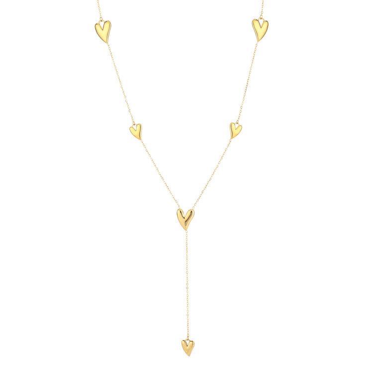 Gold Loving Heart Party Long Necklace