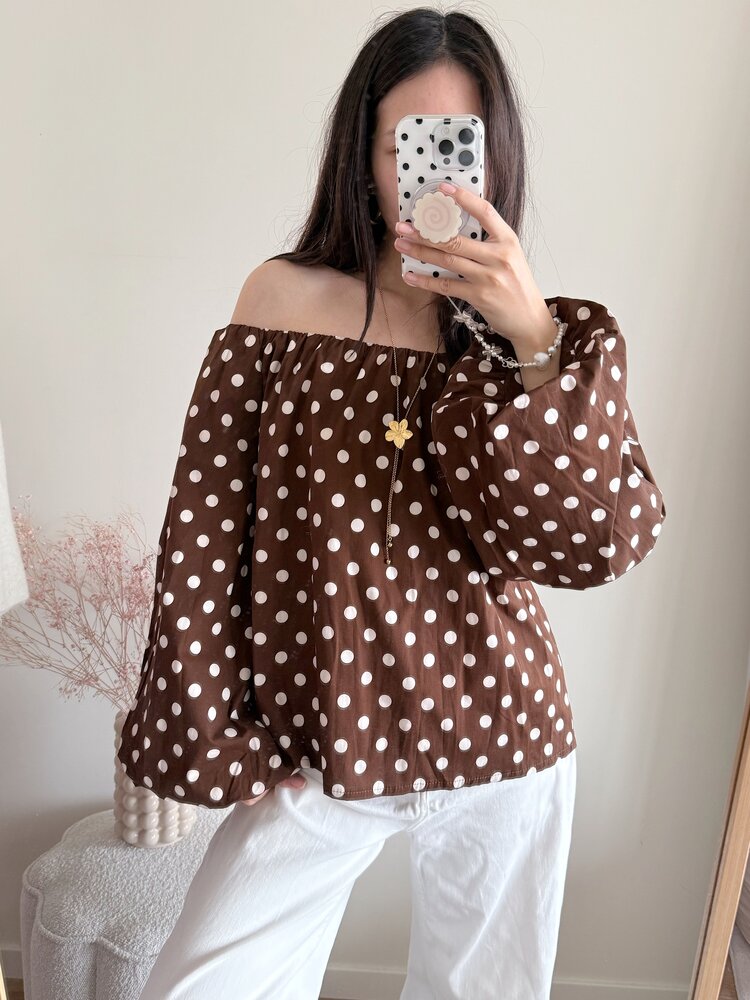 Minthe Polkadot Blouse / Brown