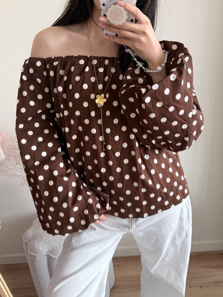 Minthe Polkadot Blouse / Brown
