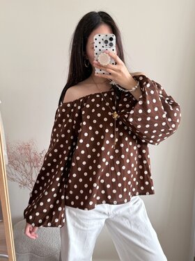 Minthe Polkadot Blouse / Brown
