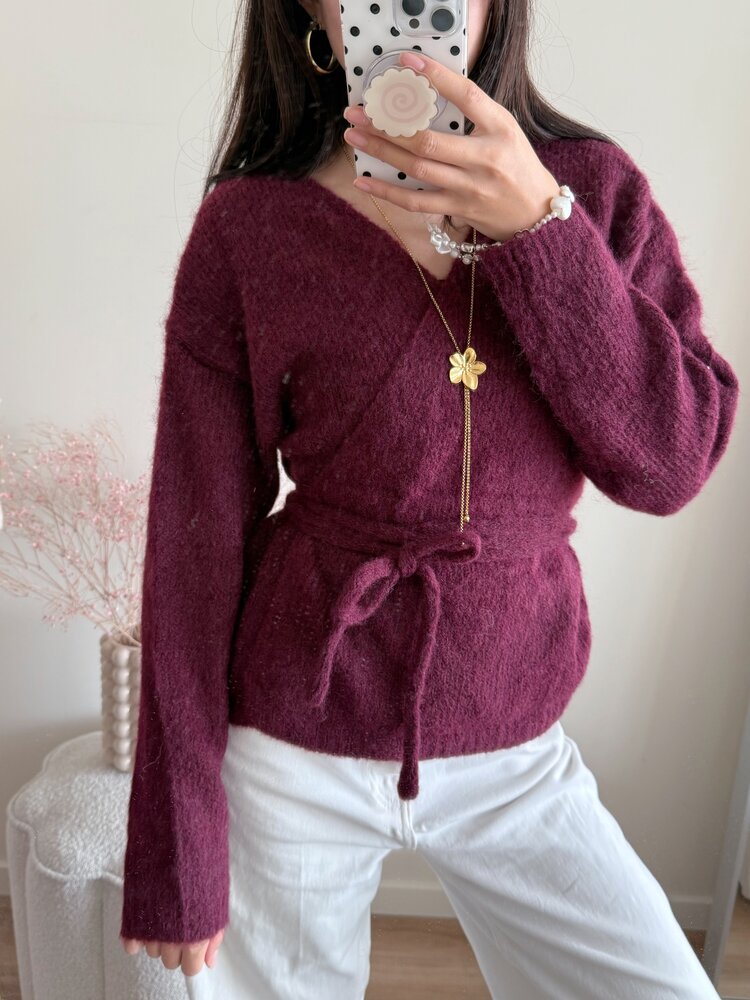 Freja Wrap Cardigan / Bordeaux Red