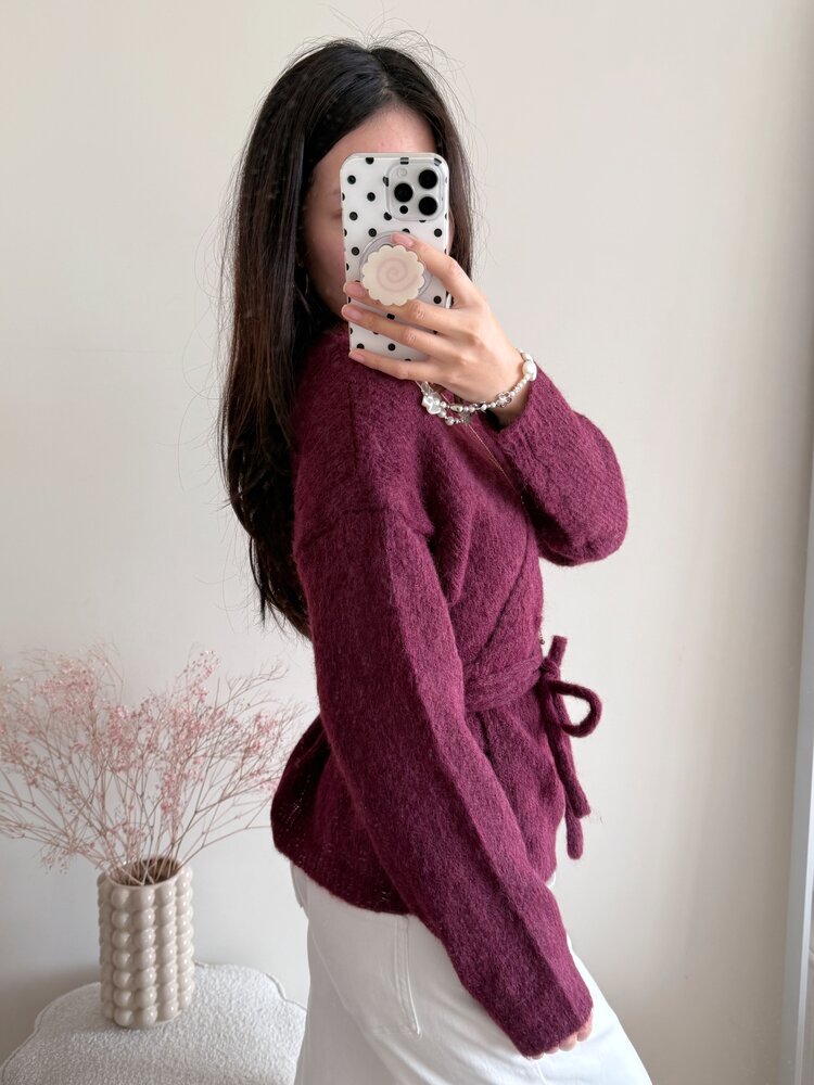 Freja Wrap Cardigan / Bordeaux Red