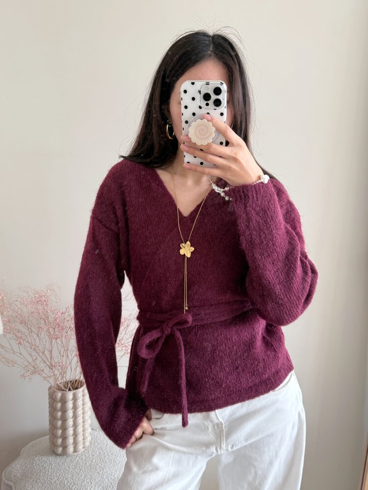 Freja Wrap Cardigan / Bordeaux Red