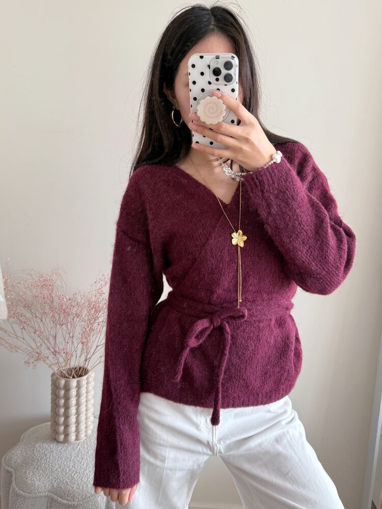 Freja Wrap Cardigan / Bordeaux Red