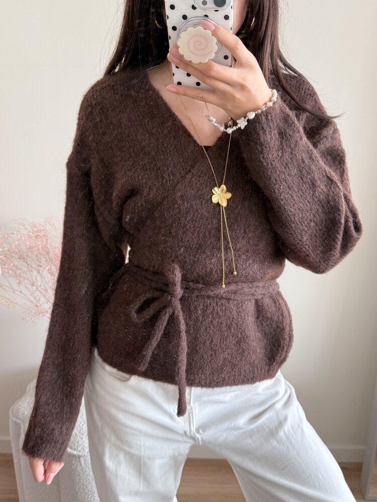 Freja Wrap Cardigan / Brown
