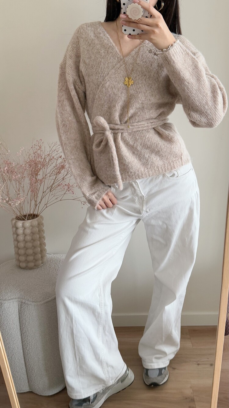 Eliza Mid Waist Wide Leg Jeans / White