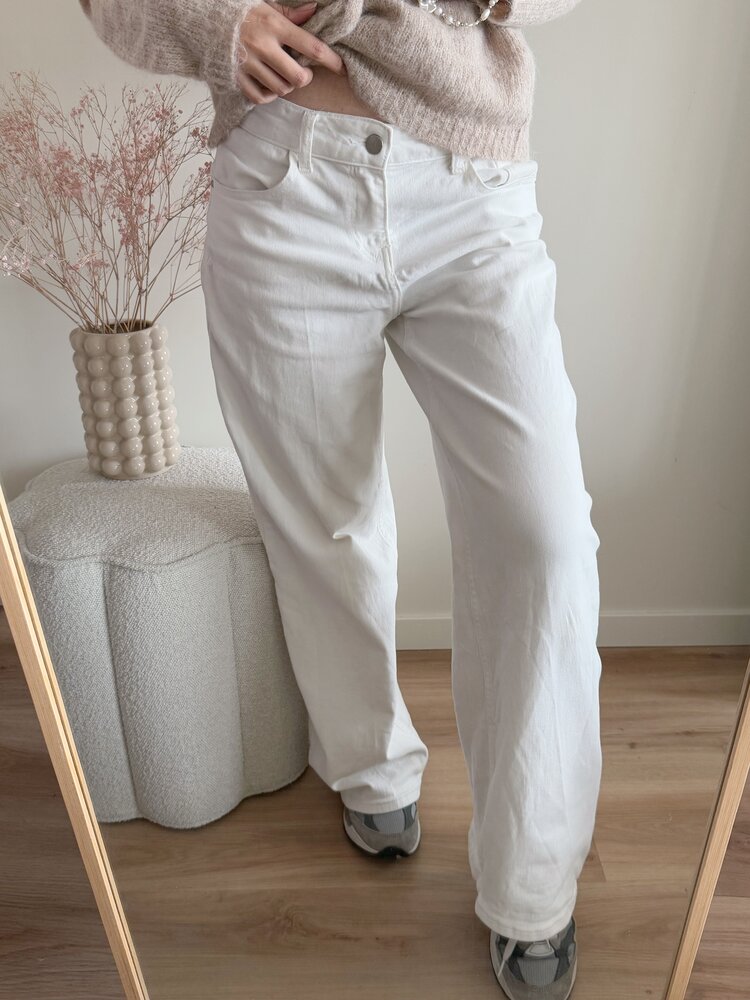 Eliza Mid Waist Wide Leg Jeans / White