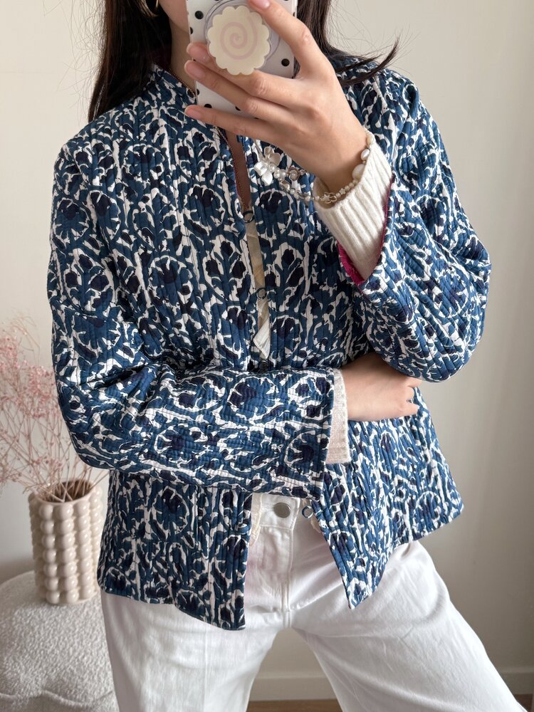 Anika Flower Boho Jacket / Navy Blue