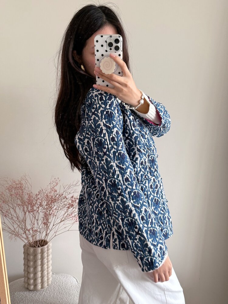 Anika Flower Boho Jacket / Navy Blue